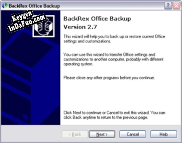BackRex Office Backup key free