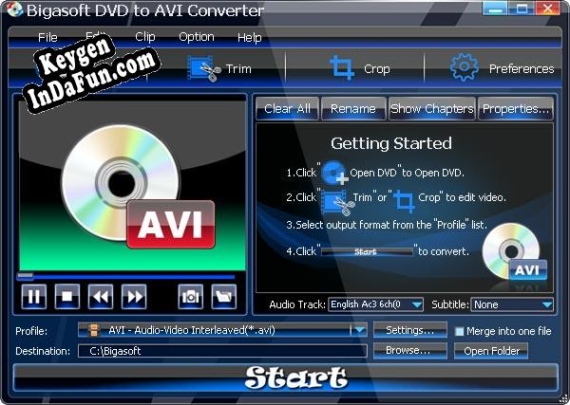 Bigasoft DVD to AVI Converter serial number generator