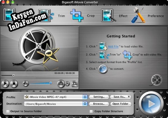 Key for Bigasoft iMovie Converter for Mac