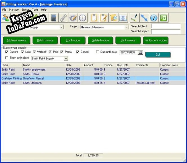 Registration key for the program BillingTracker Pro Invoice Software