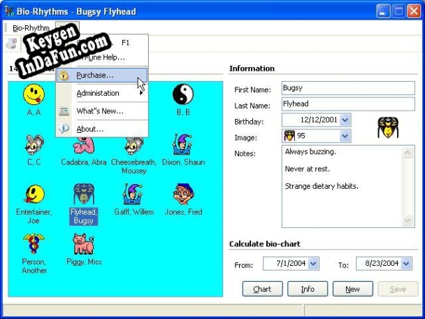 Biorhythms key generator