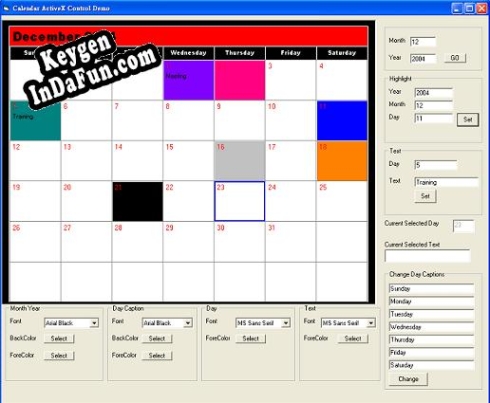 Calendar ActiveX Control SDK activation key