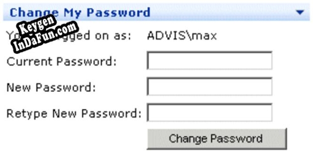 Registration key for the program Change My Password Web Part - Single Server License