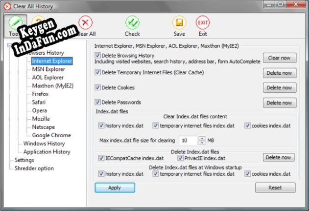 Key generator (keygen) Clear All History