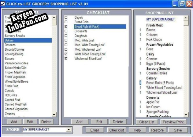 Activation key for Click to List Grocery Shopping List