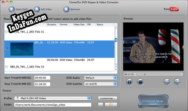 Clone2Go DVD to iPod Converter for Mac serial number generator