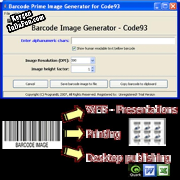 Free key for Code93 barcode prime image generator