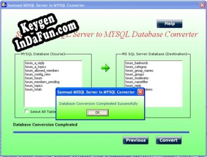 Convert MSSQL to MYSQL Database Key generator