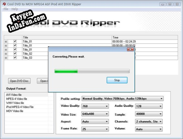 Free key for Cool DVD to MOV MPEG4 iPod AVI Ripper