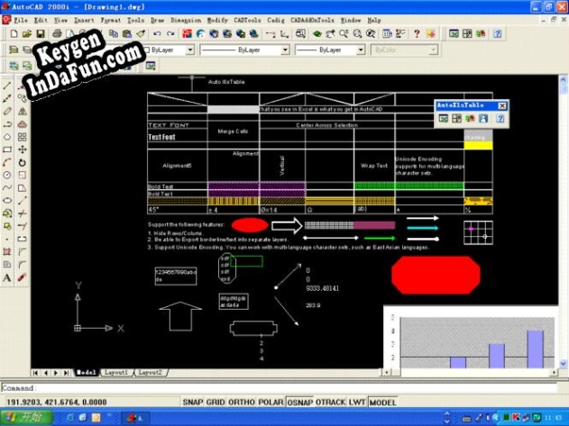 Create Excel table in AutoCAD 2000 Key generator