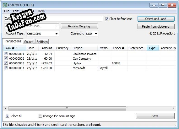 CSV2OFX key generator