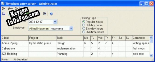 Free key for CyberMatrix Timesheets Standard