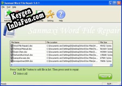 Activation key for Damaged Word Document Repair Software