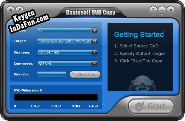 Registration key for the program Daniusoft DVD Copy