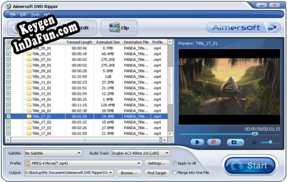 Registration key for the program Daniusoft DVD Ripper