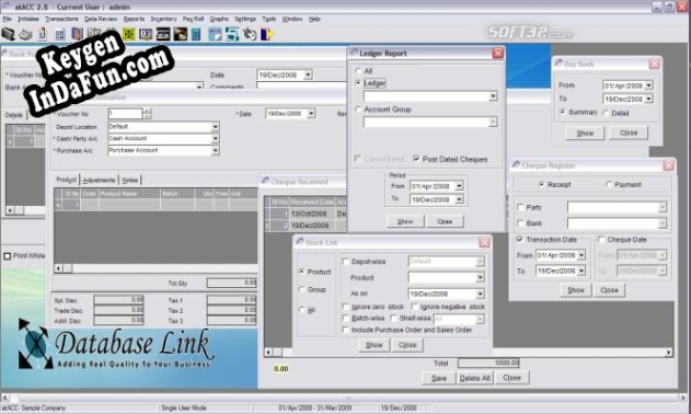 dbLink atACC, Accounting and Inventory key generator