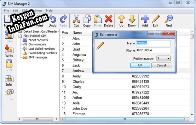 Registration key for the program Dekart SIM Manager