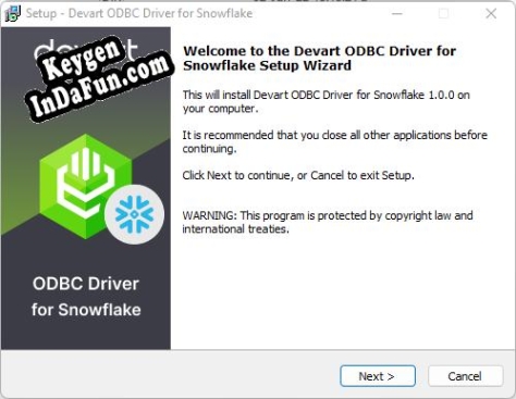 Registration key for the program Devart ODBC Driver for Snowflake