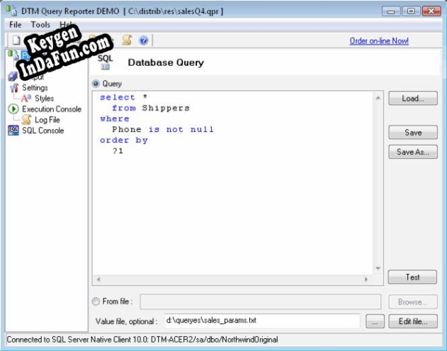 Free key for DTM Query Reporter