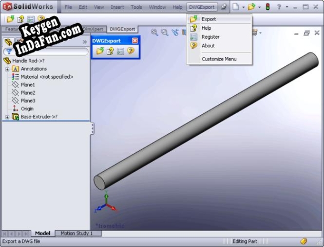 Activation key for DWG Export for SolidWorks