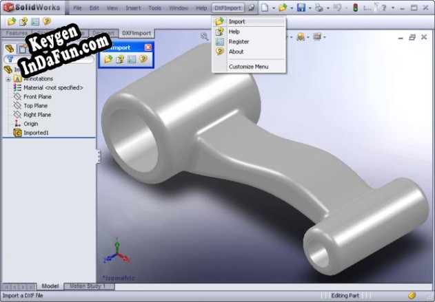 Key generator for DXF Import for SolidWorks