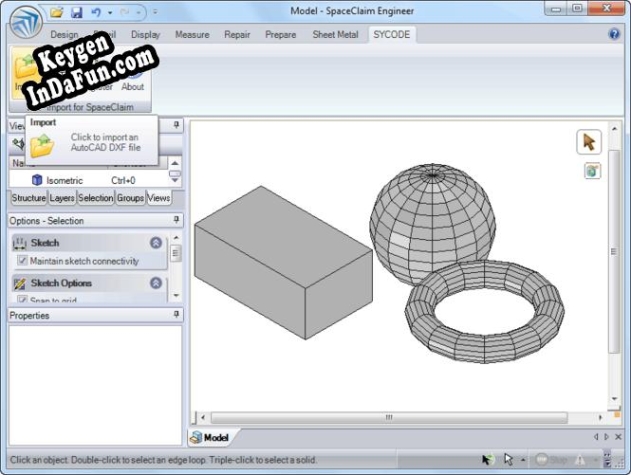 Key generator for DXF Import for SpaceClaim