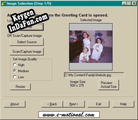 Free key for e-motional Greeting Card Creator