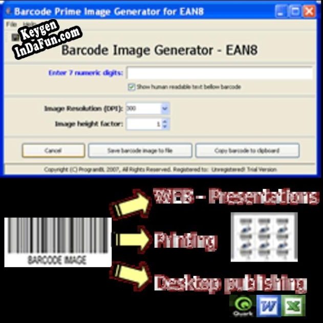 Key generator (keygen) EAN8 barcode prime image generator