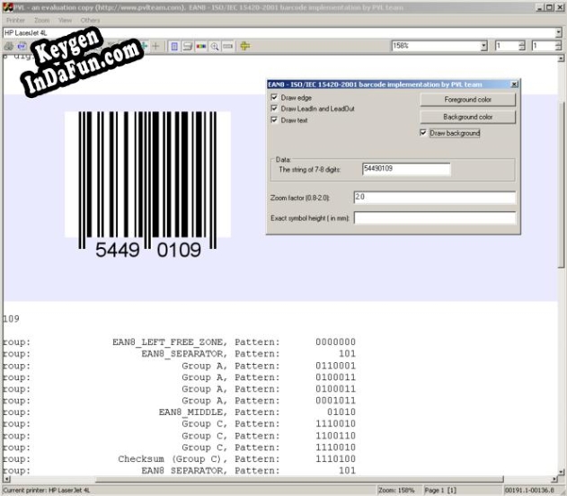 Key for EAN8 barcode source code