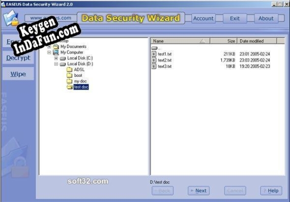 Registration key for the program EASEUS Data Security Wizard