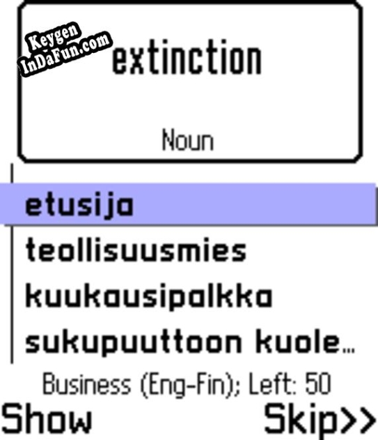Key for ECTACO FlashCards English  Finnish for Nokia