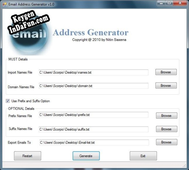 Key for Email Address Generator