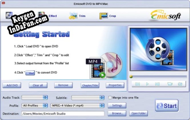 Key generator for Emicsoft DVD to MP4 Converter for Mac