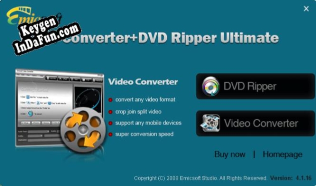Registration key for the program Emicsoft Video Converter + DVD Ripper Ultimate