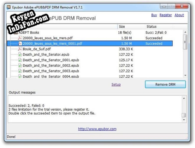 Registration key for the program Epubor Adobe EPUB PDF DRM Removal