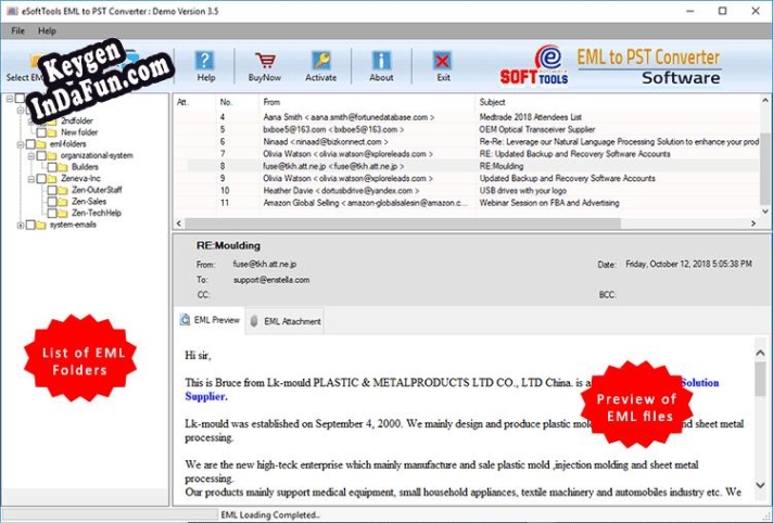 Activation key for eSoftTools EML to PST Converter