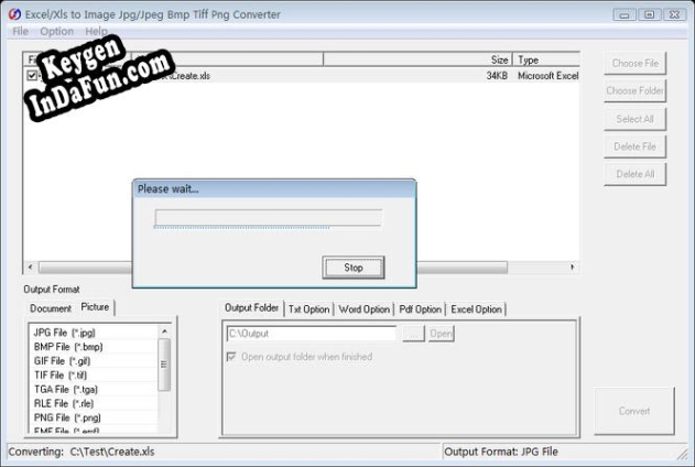 Key generator for Excel to Image Jpg Bmp Tiff Converter