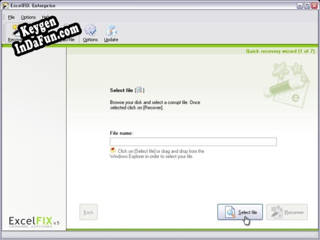 Registration key for the program ExcelFIX Excel File Recovery