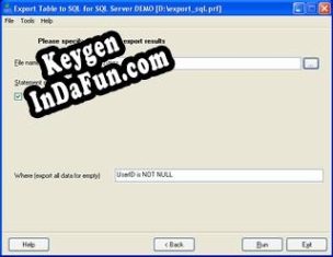 Export Table to SQL for SQL server activation key
