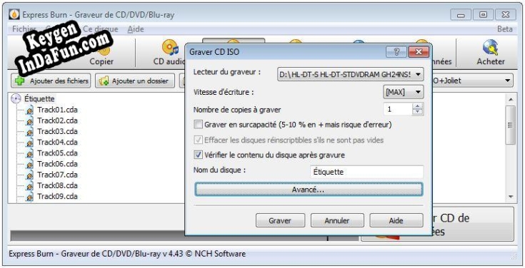 Key generator (keygen) Express Burn Logiciel de gravure de DVD