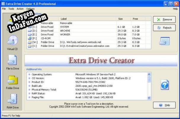 Key generator for Extra Drive Creator Professional