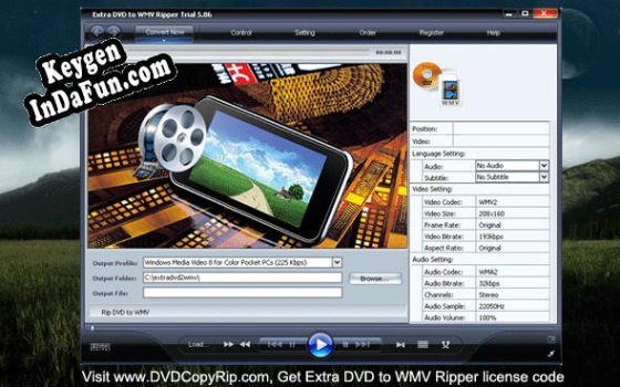 Registration key for the program Extra DVD to WMV Ripper