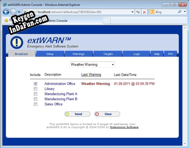 extWARN Emergency Alert Software System key generator