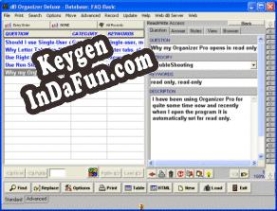 Key generator (keygen) FAQ Organizer Deluxe