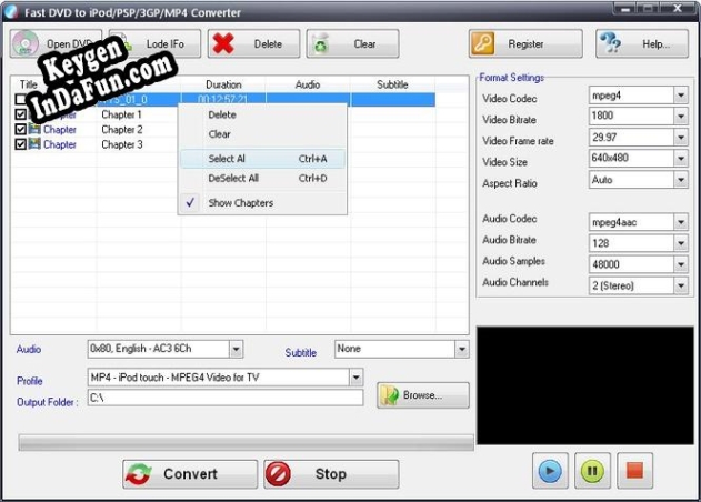 Fast DVD to iPod/PSP/3GP/MP4 Converter activation key