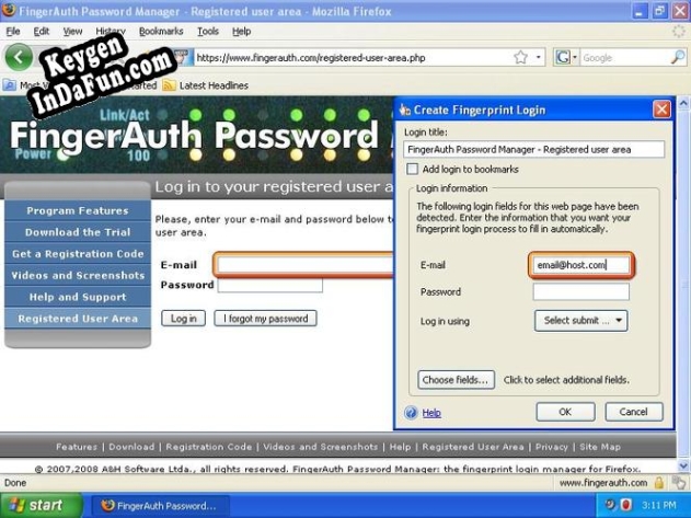 Key for FingerAuth Password Manager