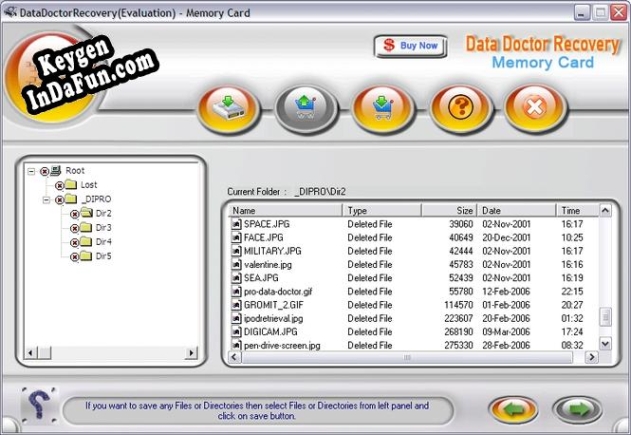 Registration key for the program Flash Memory Card data retrieval