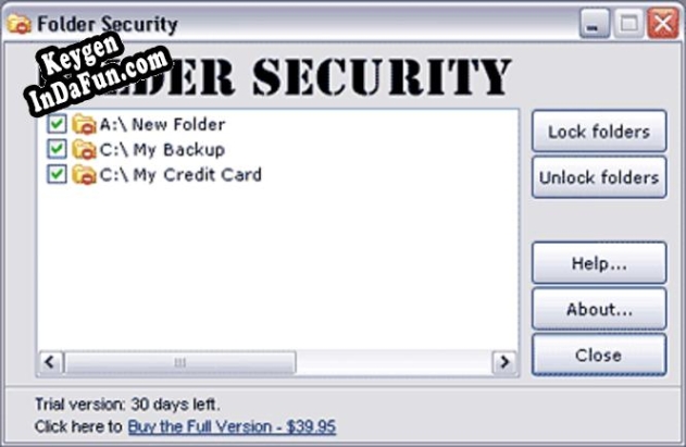 Registration key for the program Folder Security 2.6