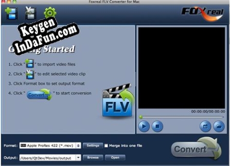 Foxreal FLV Converter for Mac key generator