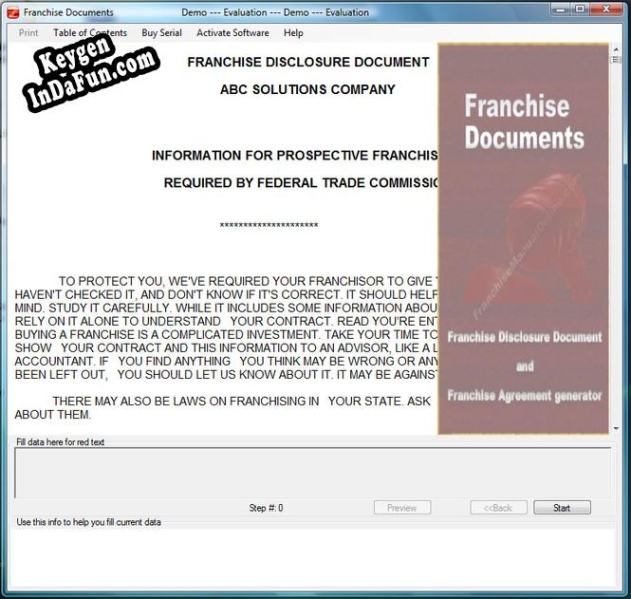 Key generator for Franchise Documents